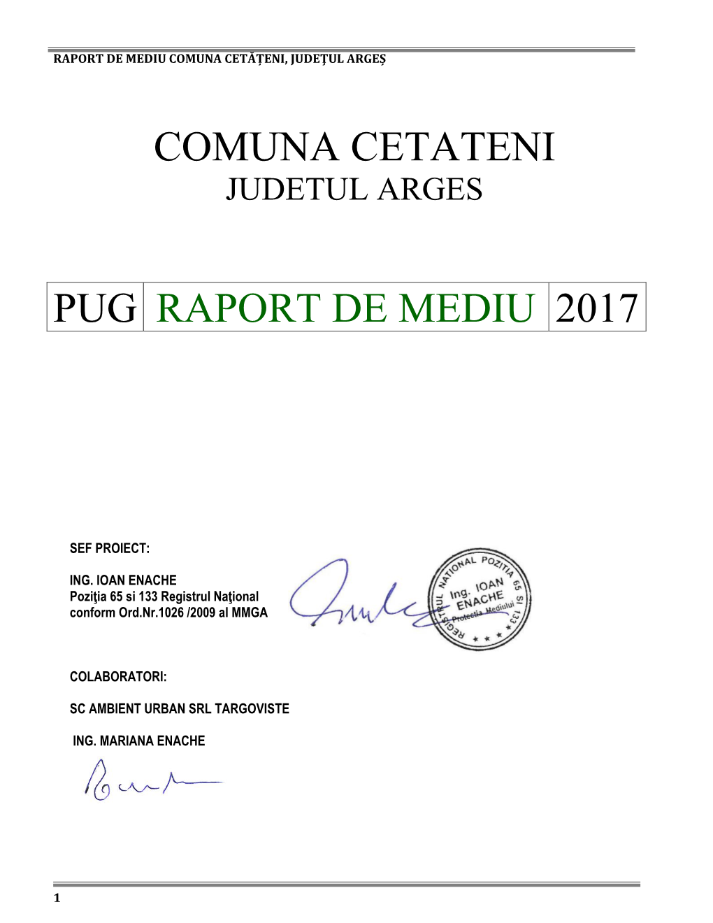 Comuna Cetateni Pug Raport De Mediu 2017