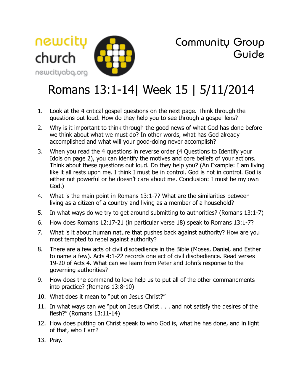 15 Week Romans Community Group Guide Copy.Pages