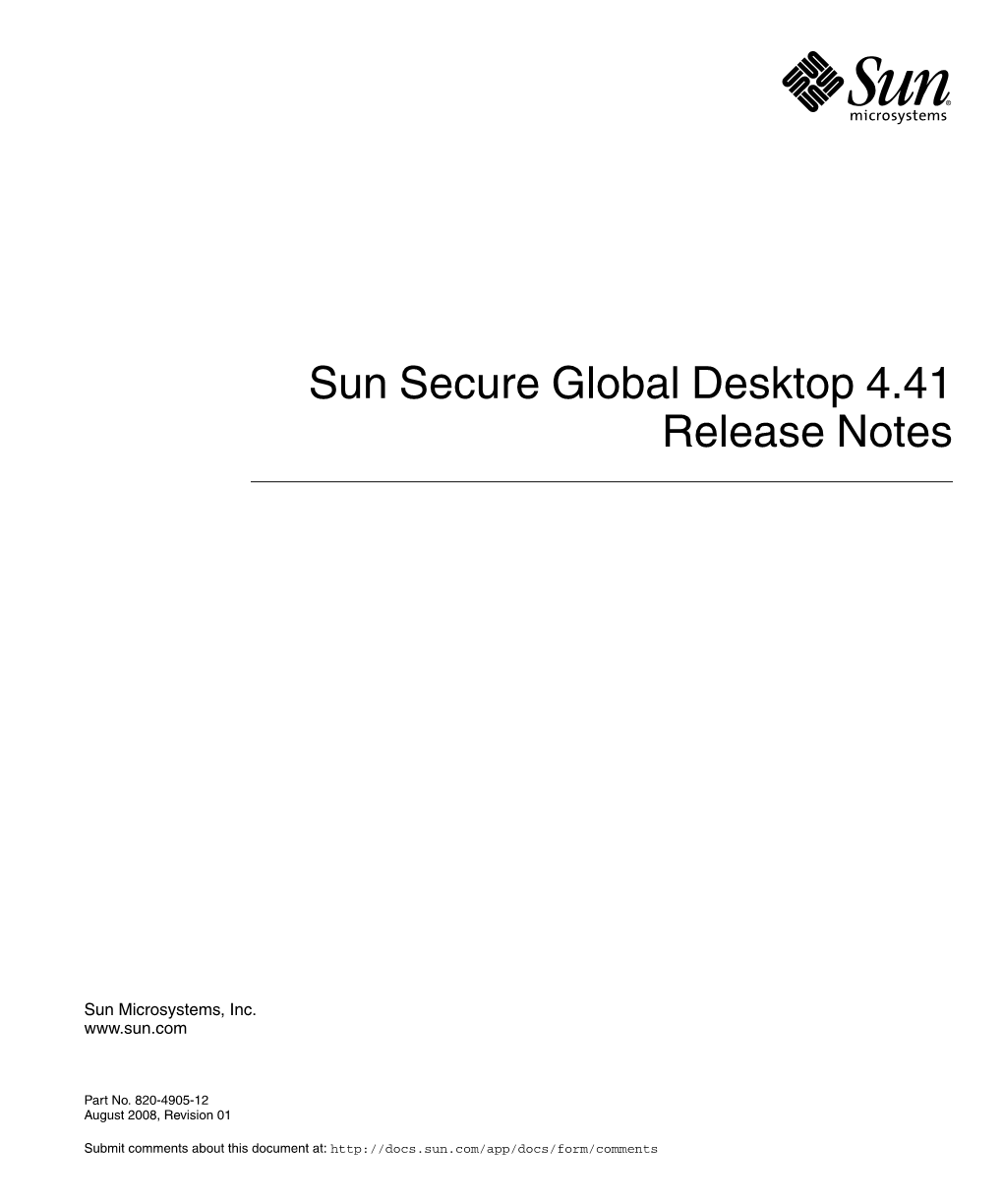 Sun Secure Global Desktop 4.41 Release Notes