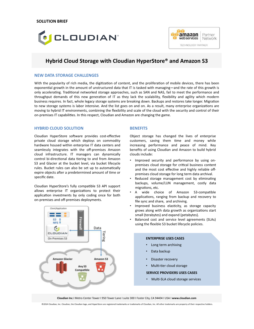 Hybrid Cloud Storage with Cloudian Hyperstore® and Amazon S3