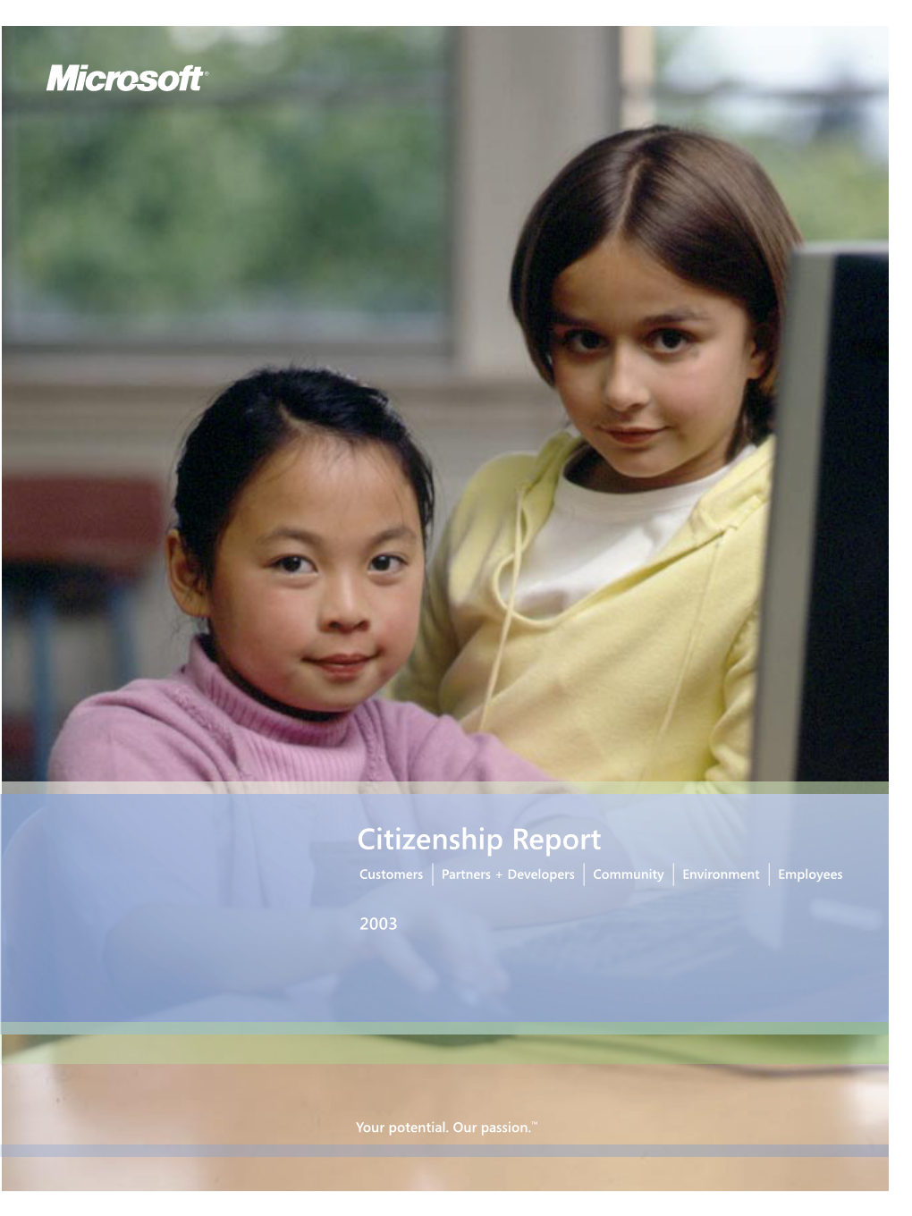 Citizenship Report Customers Partners + Developers Community Environment Employees