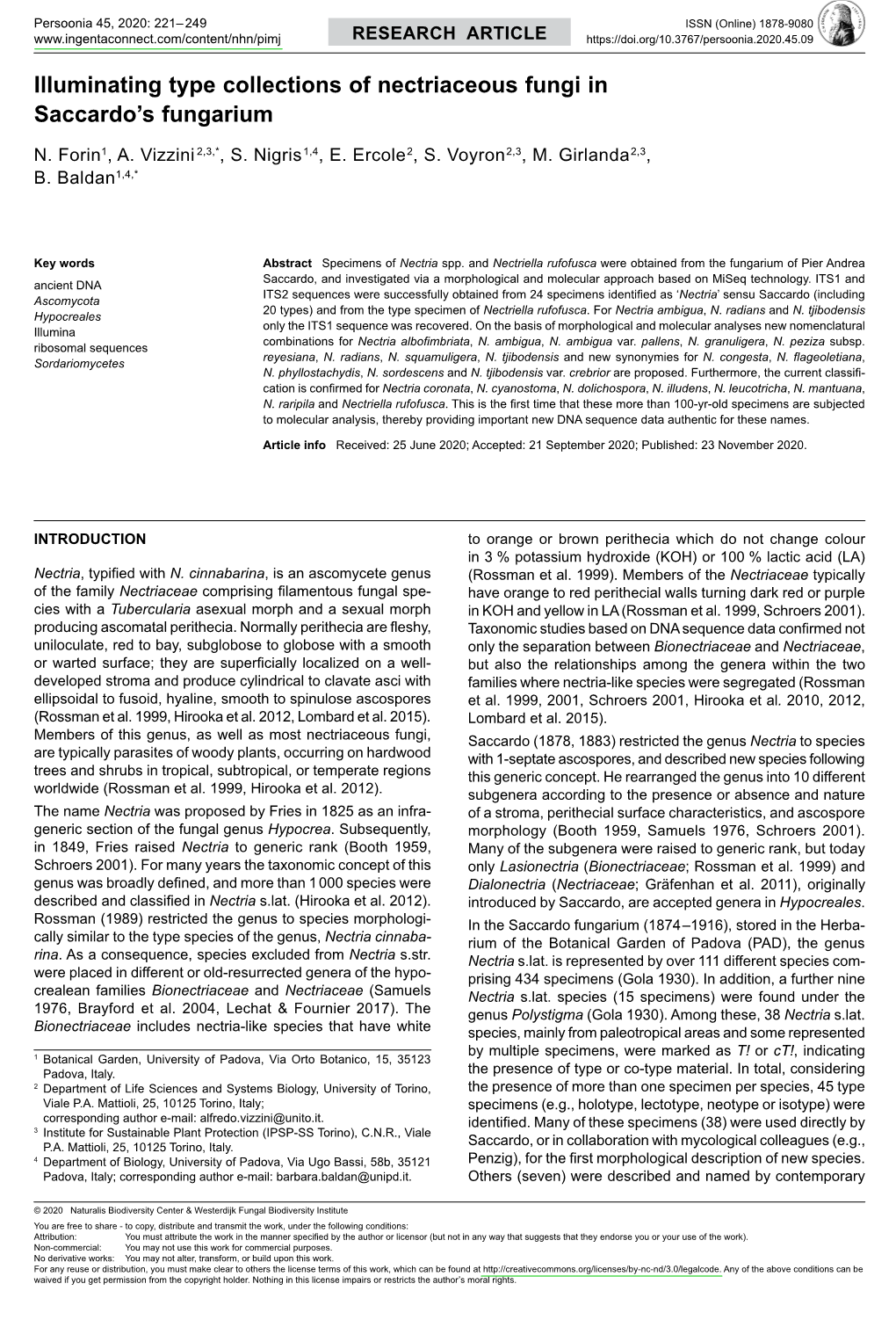 Illuminating Type Collections of Nectriaceous Fungi in Saccardo's