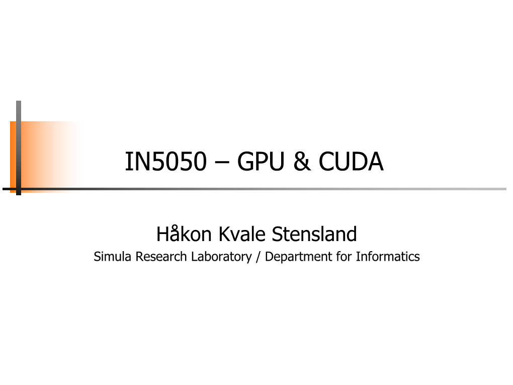 In5050 – Gpu & Cuda