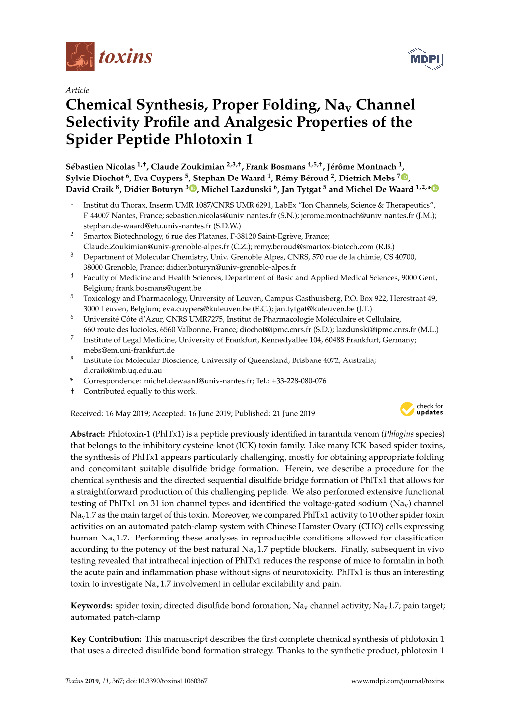 Chemical Synthesis, Proper Folding, Nav Channel Selectivity Profile And