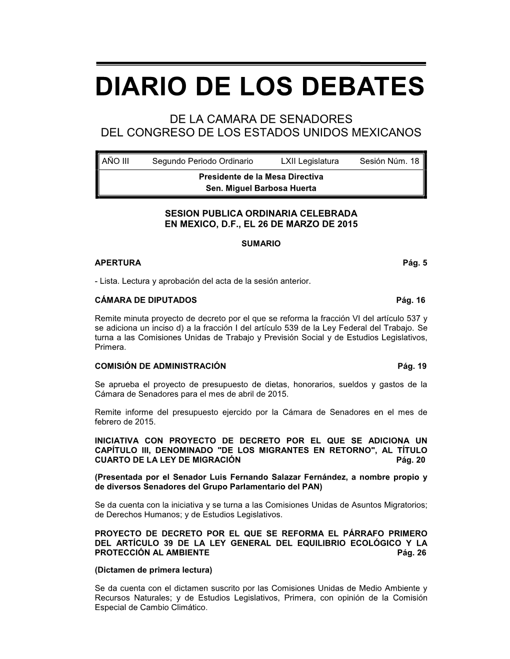 Diario De Los Debates