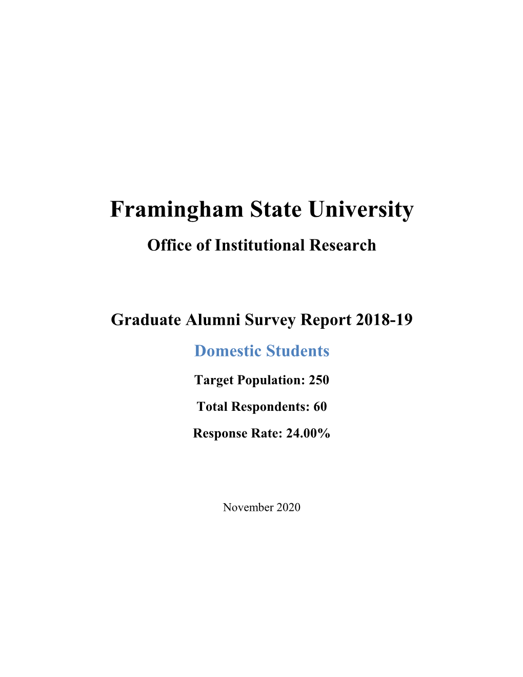 2018-2019 Domestic Graduate Alumni Survey Report