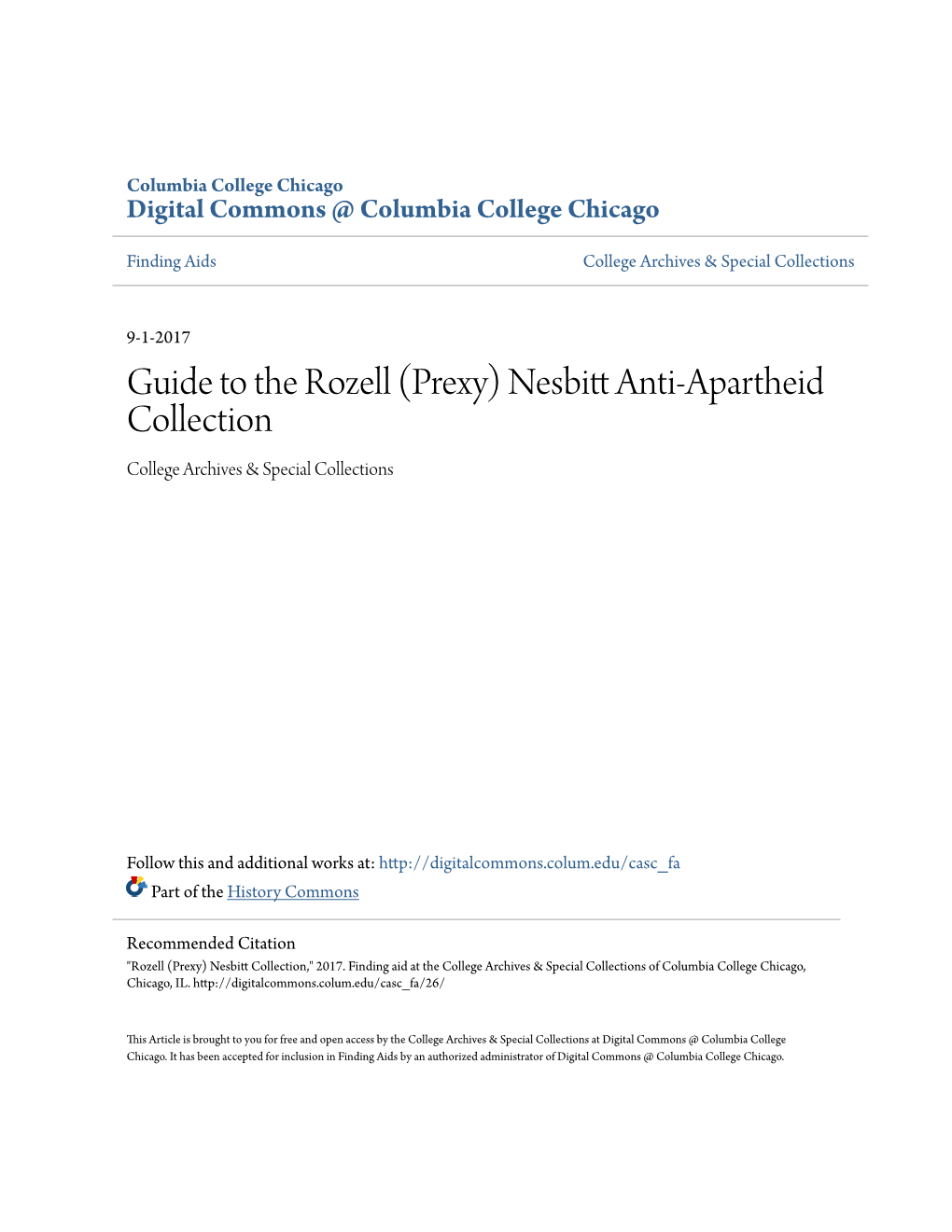 (Prexy) Nesbitt Anti-Apartheid Collection College Archives & Special Collections