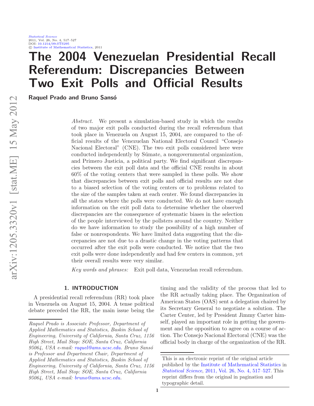 The 2004 Venezuelan Presidential Recall Referendum