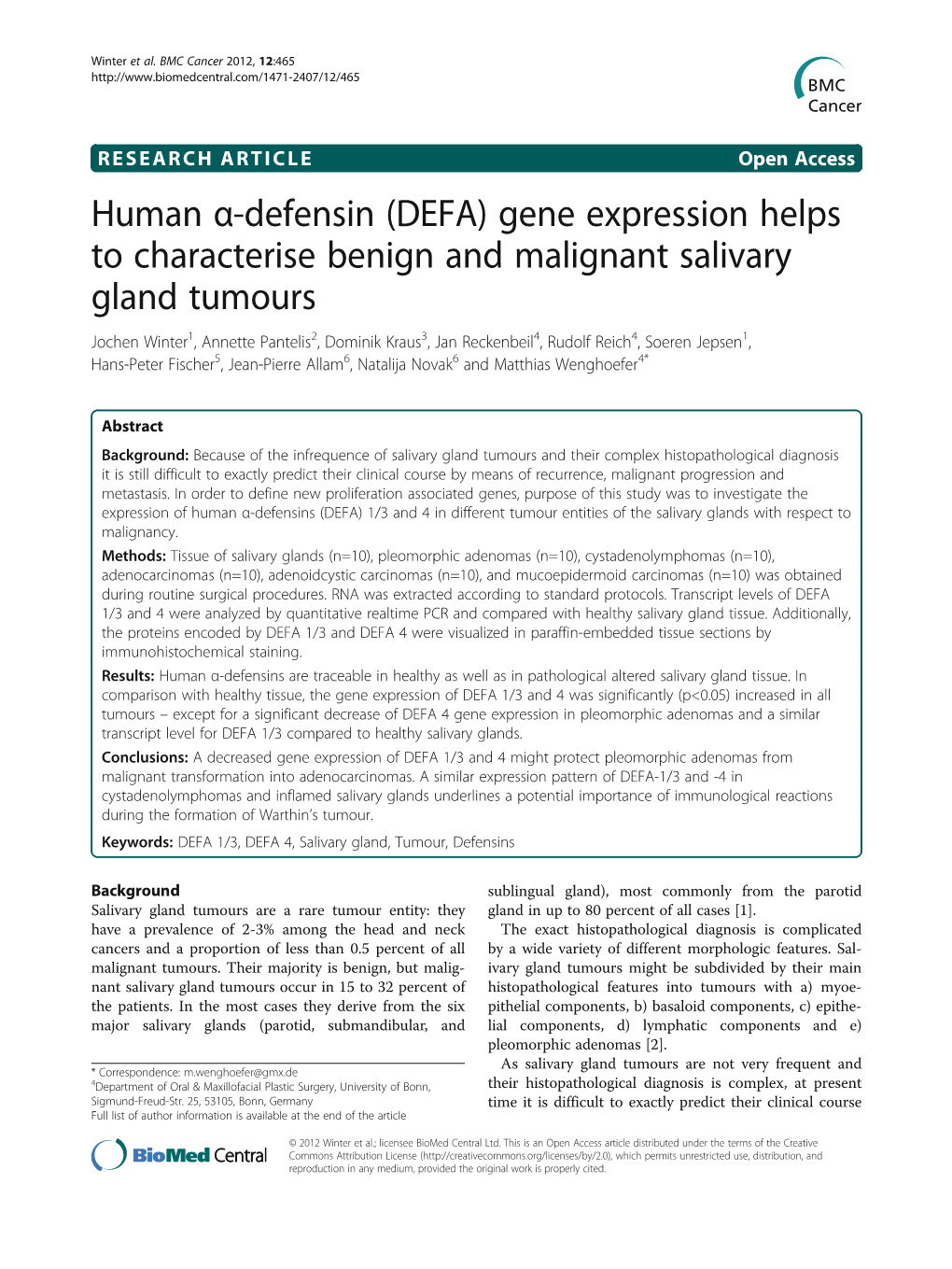 Gene Expression Helps to Characterise Benign And