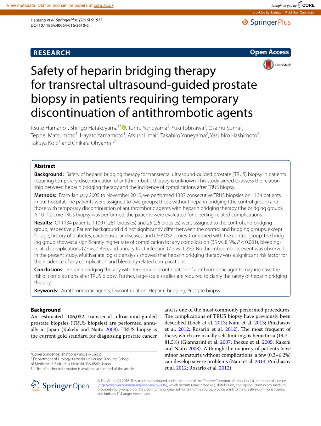 Safety of Heparin Bridging Therapy for Transrectal Ultrasound-Guided Prostate Biopsy in Patients Requiring Temporary Discontinua