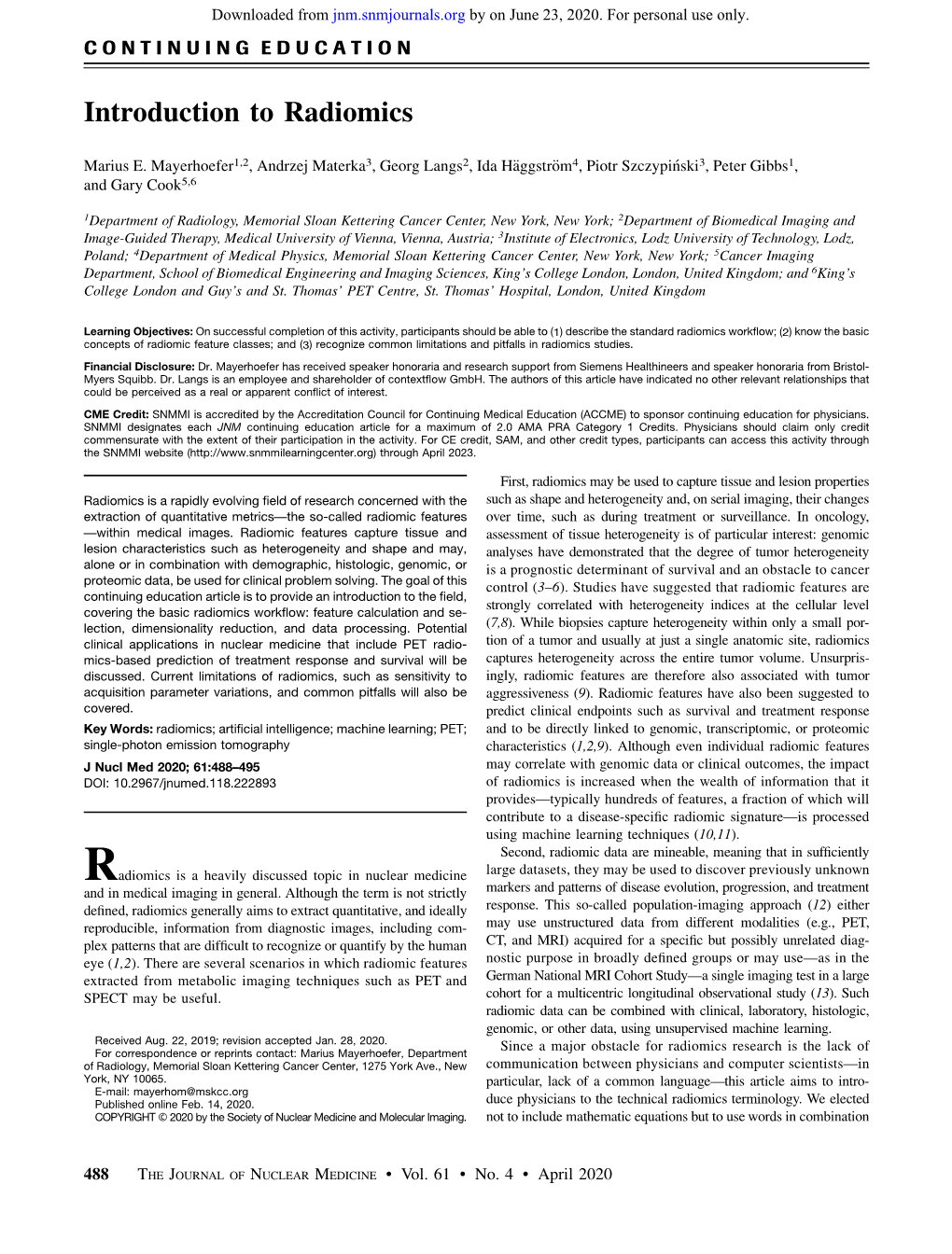 Intro to Radiomics