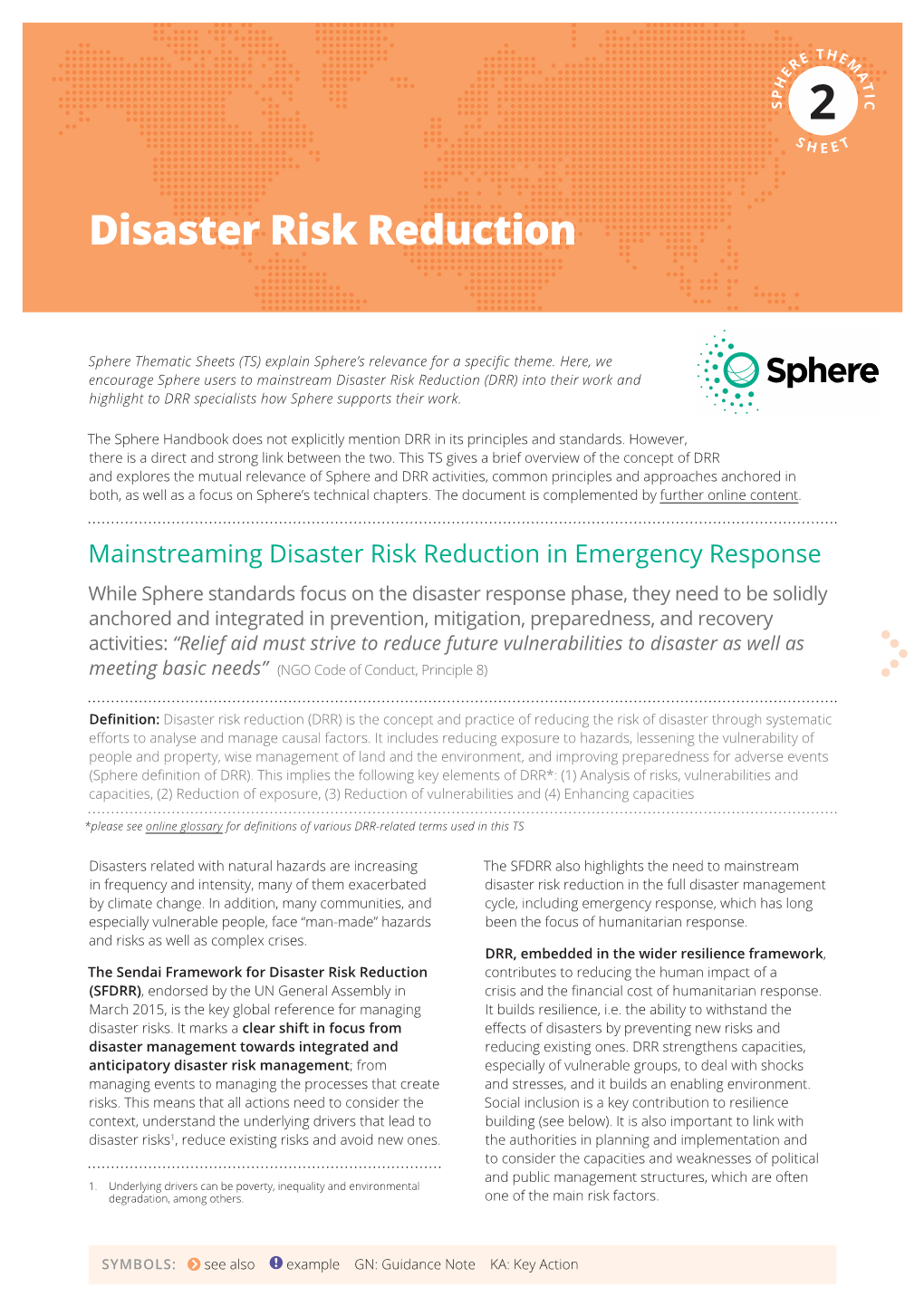 Thematic Sheet on Disaster Risk Reduction