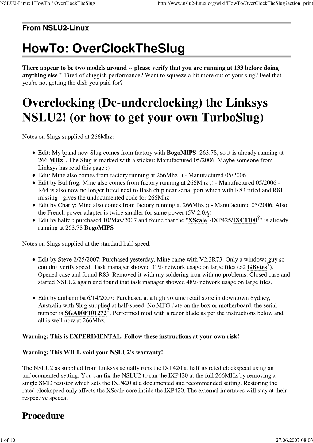 NSLU2-Linux Howto Overclocktheslug