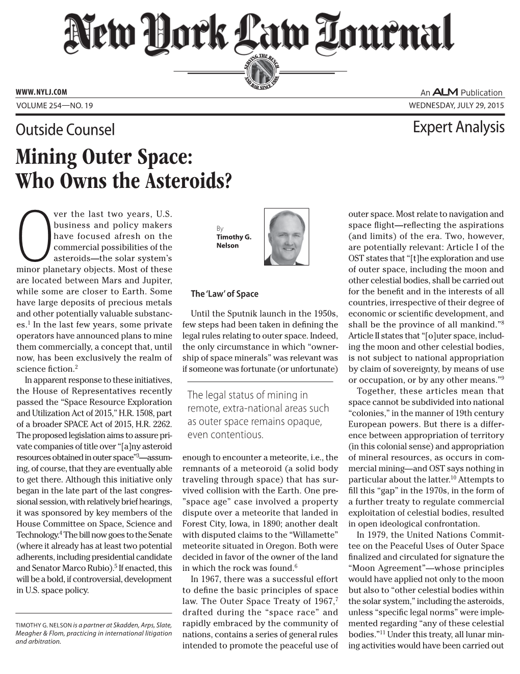 Mining Outer Space: Who Owns the Asteroids?