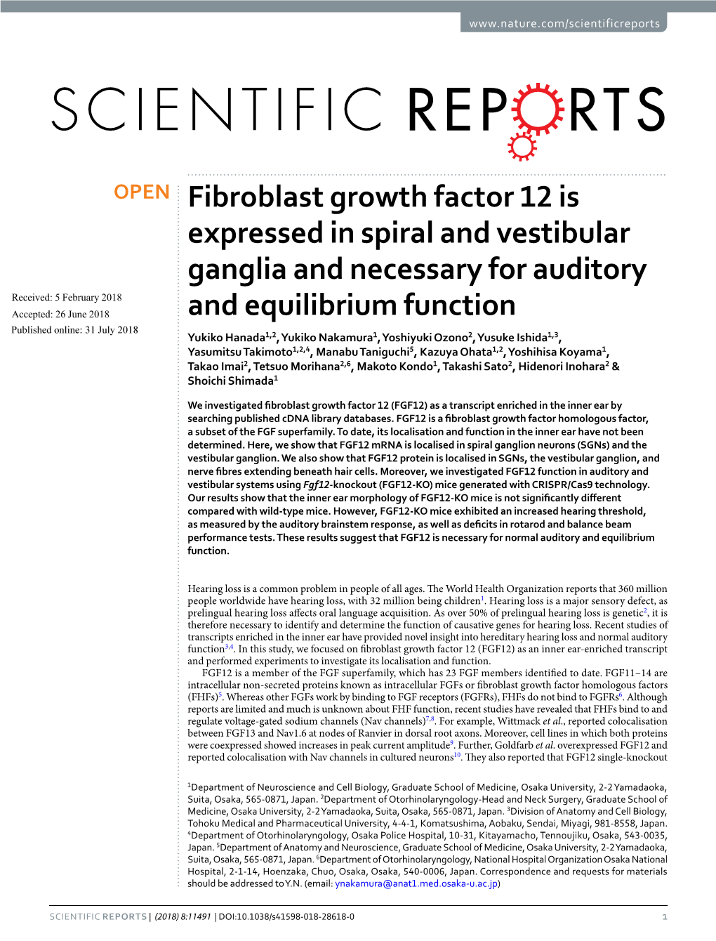 Fibroblast Growth Factor 12 Is Expressed in Spiral and Vestibular