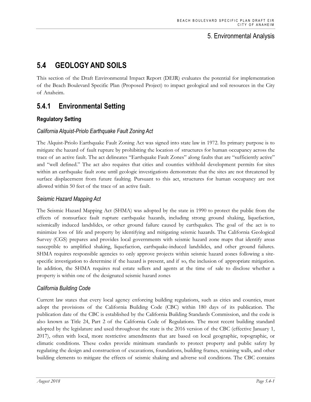 5.4 Geology and Soils