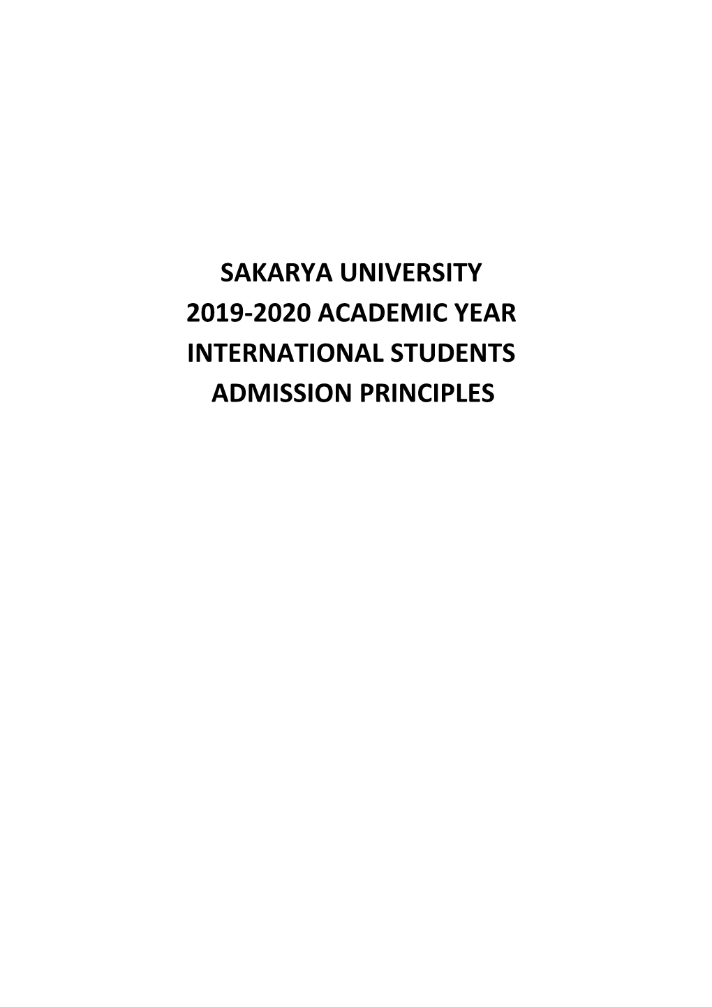 Sakarya University 2019-2020 Academic Year International Students