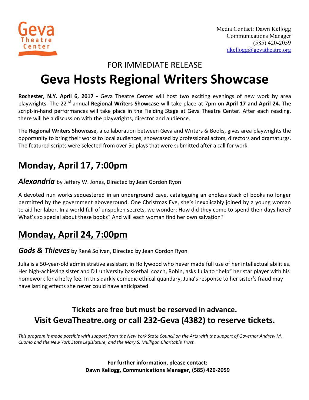 Geva Hosts Regional Writers Showcase