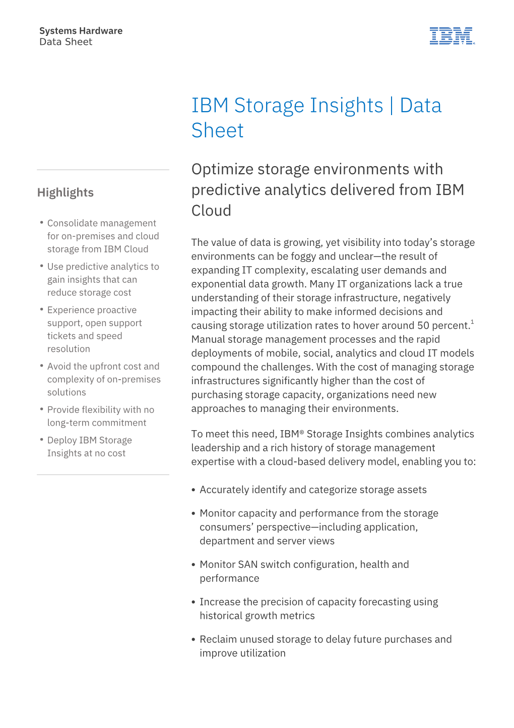 IBM Storage Insights | Data Sheet