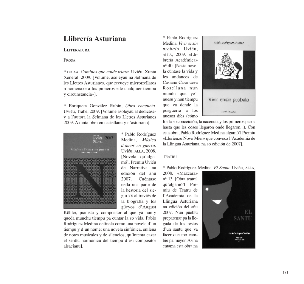 Llibrería Asturiana * Pablo Rodríguez Medina, Vivir Ensin LLITERATURA Probalo