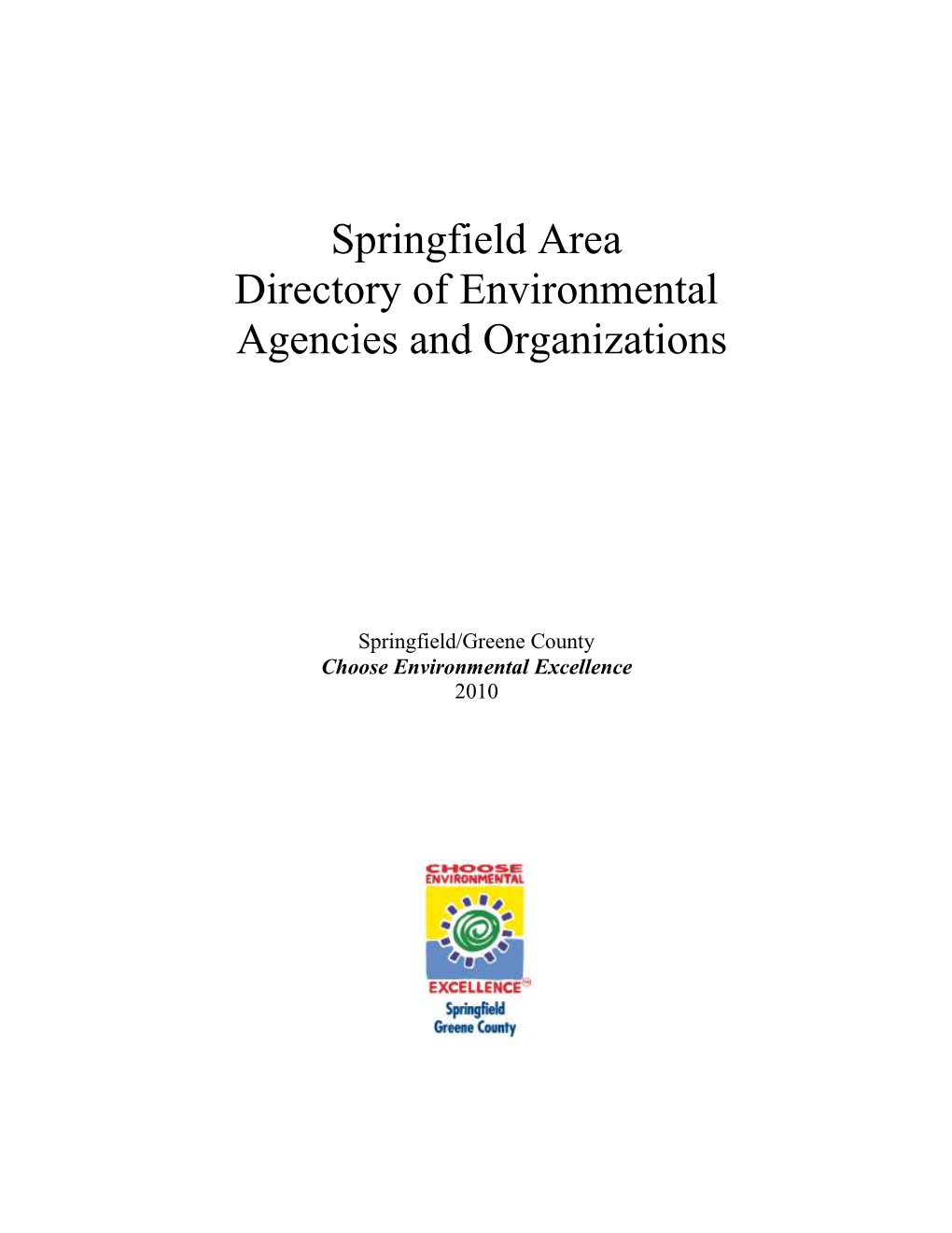 Springfield Area Directory of Environmental Agencies and Organizations