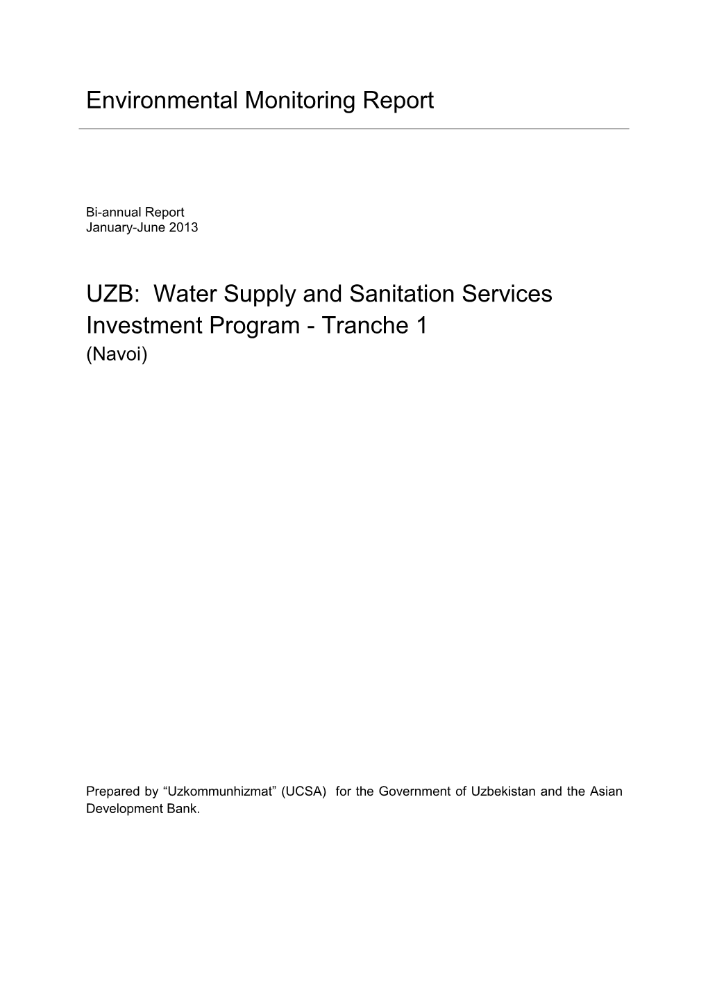 Water Supply and Sanitation Services Investment Program - Tranche 1 (Navoi)