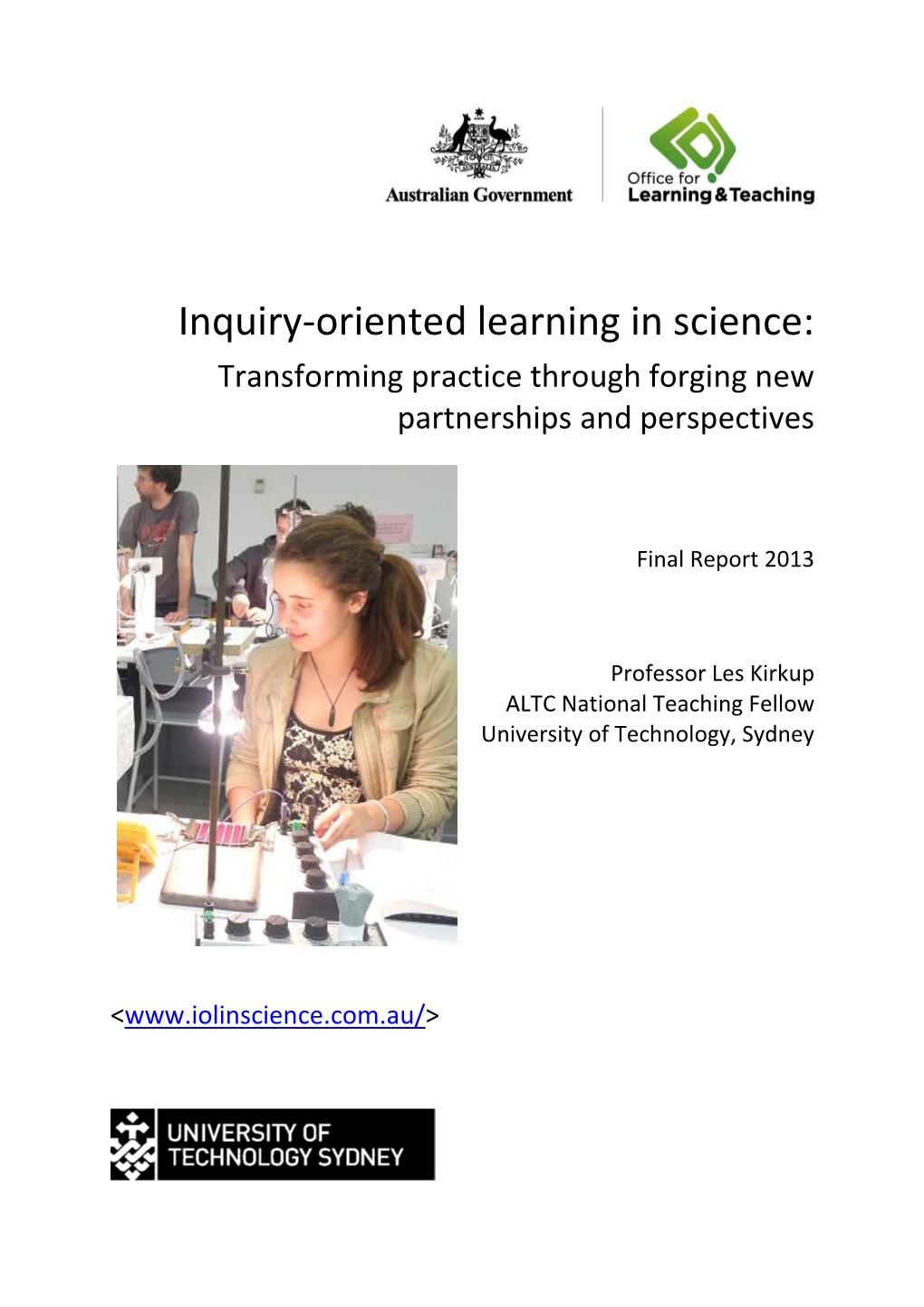 Inquiry-Oriented Learning in Science: Transforming Practice Through Forging New Partnerships and Perspectives