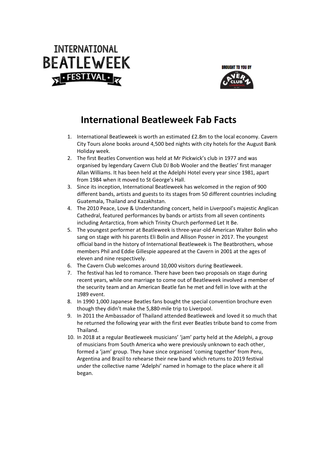 International Beatleweek Fab Facts