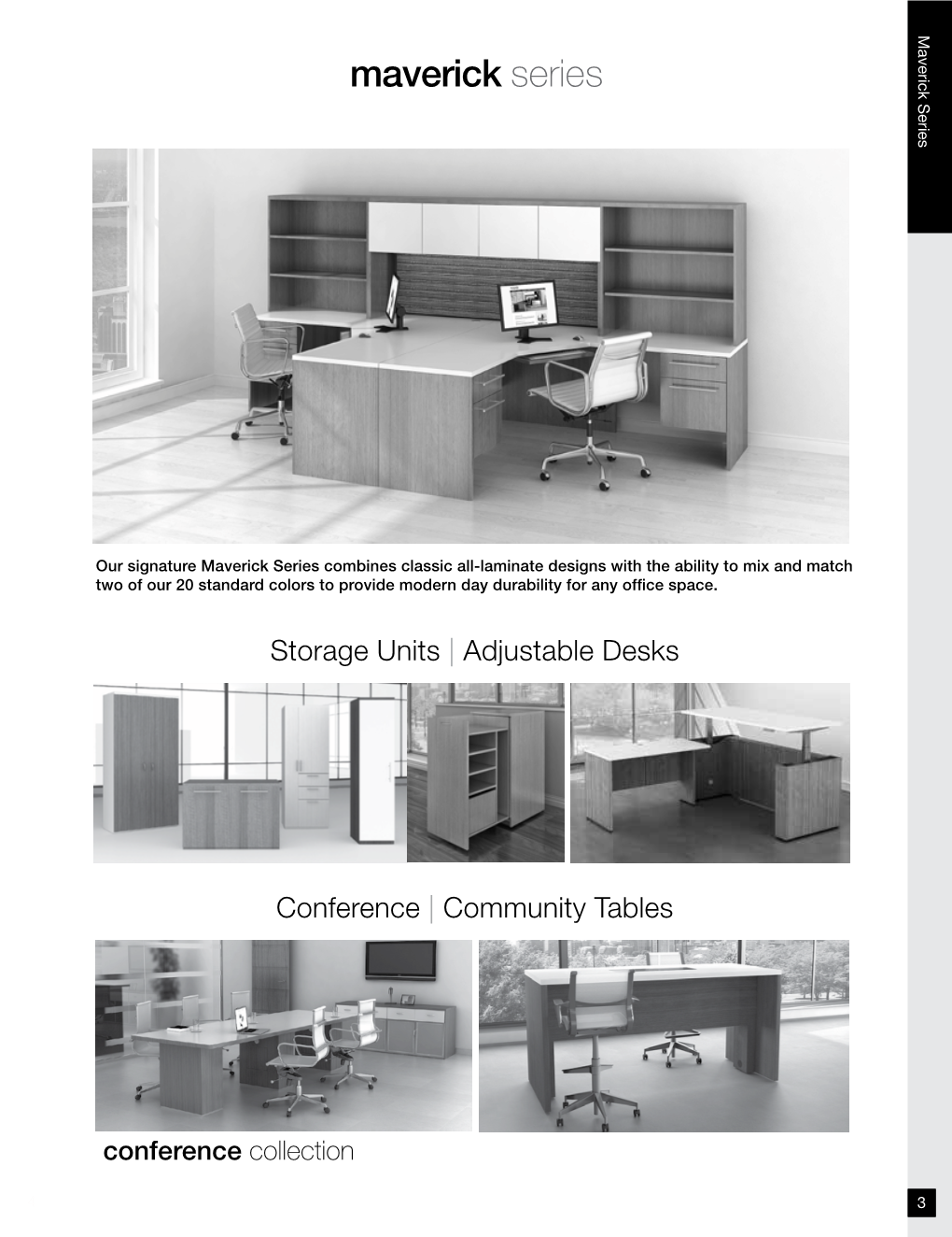 Maverick Series 3 Series Adjustable Desks Community Tables | Maverick Conference Conference Storage Units |