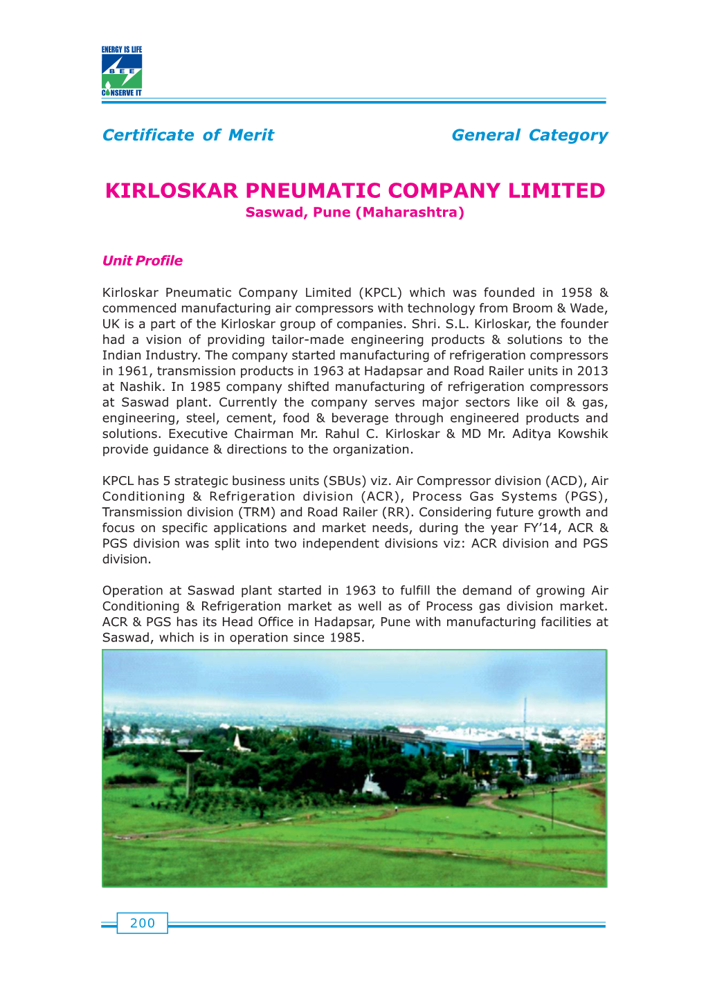 KIRLOSKAR PNEUMATIC COMPANY LIMITED Saswad, Pune (Maharashtra)