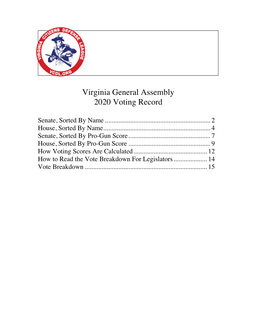 Virginia General Assembly 2020 Voting Record