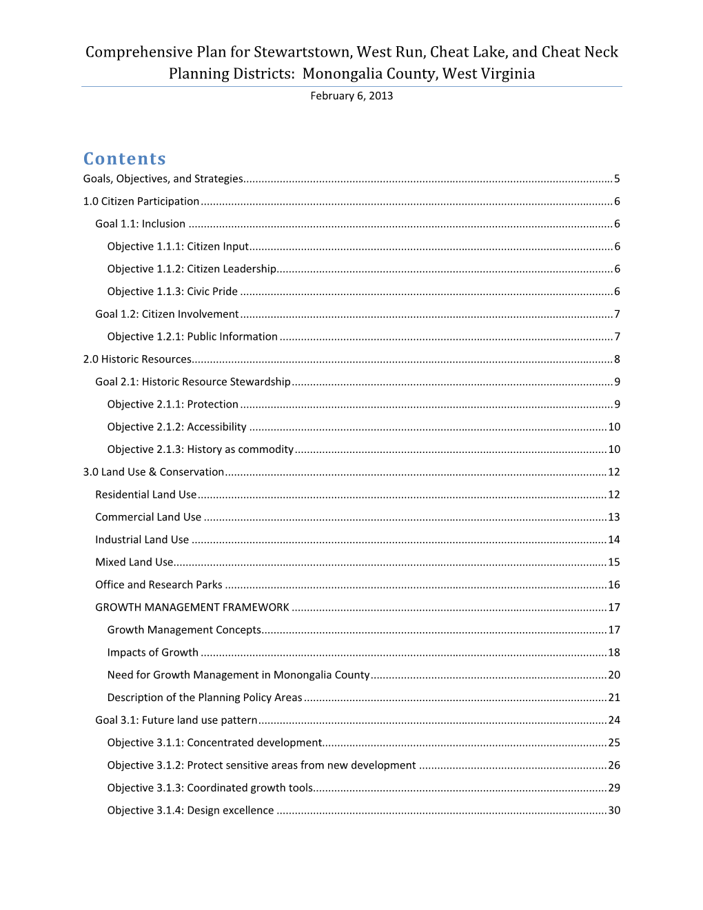 Contents Goals, Objectives, and Strategies