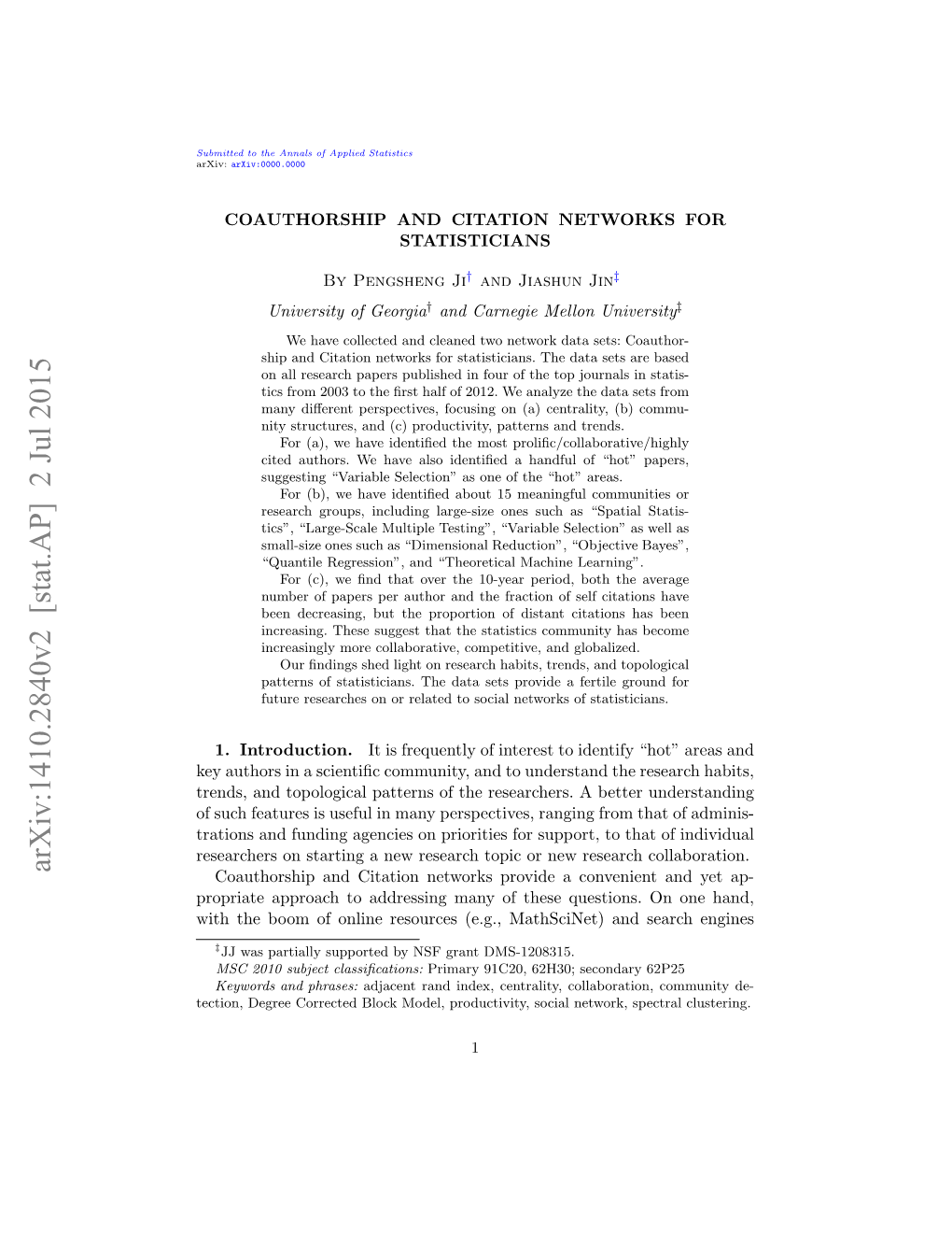 Coauthorship and Citation Networks for Statisticians