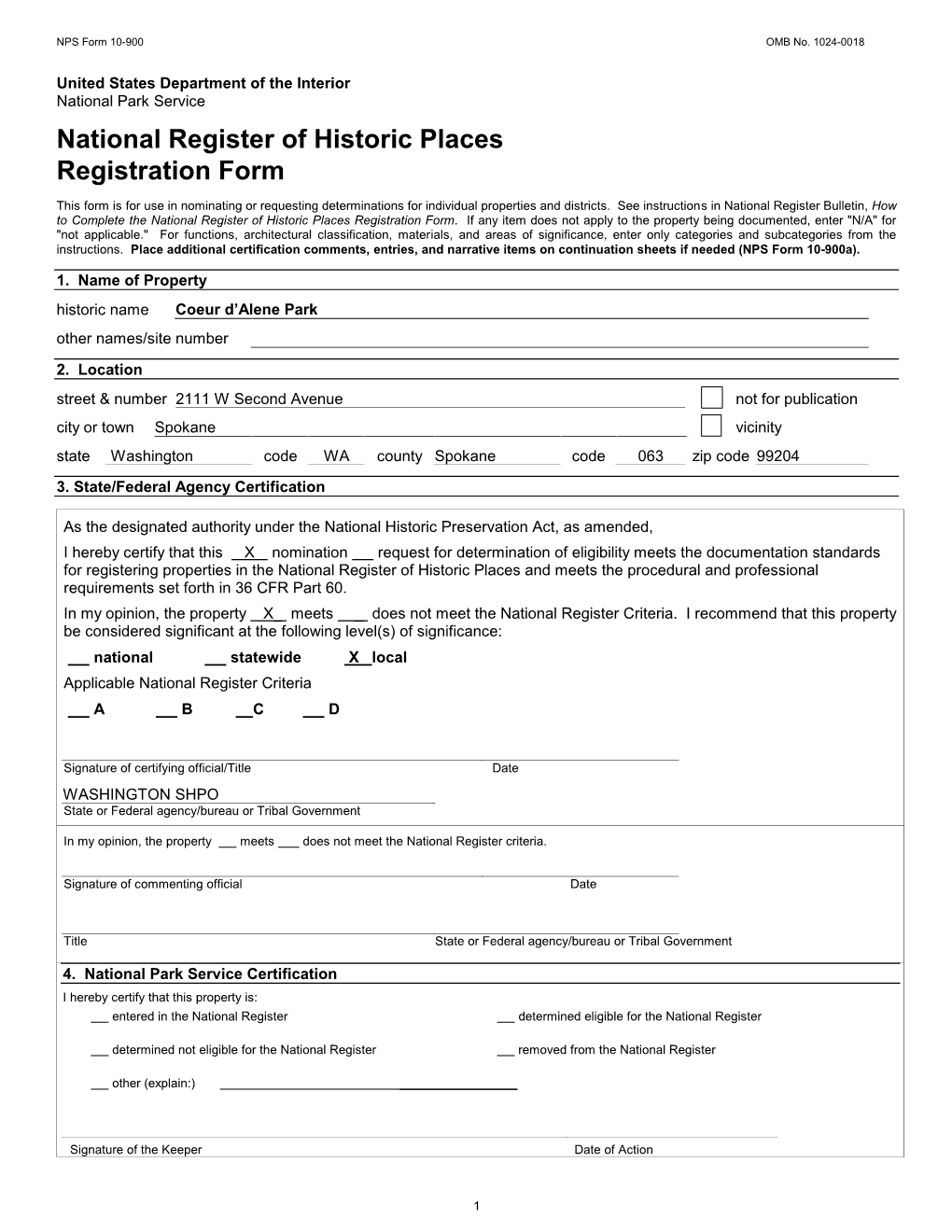 National Register of Historic Places Registration Form