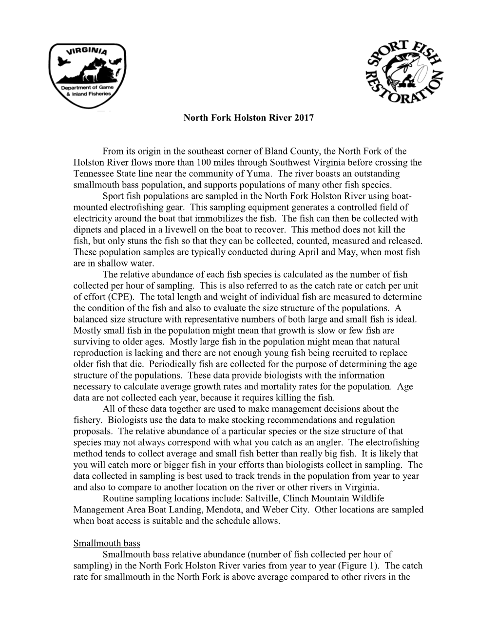 North Fork Holston River Report 2017