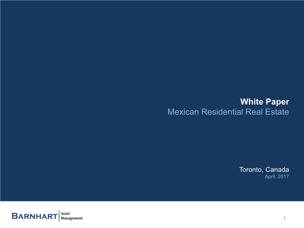 White Paper Mexican Residential Real Estate