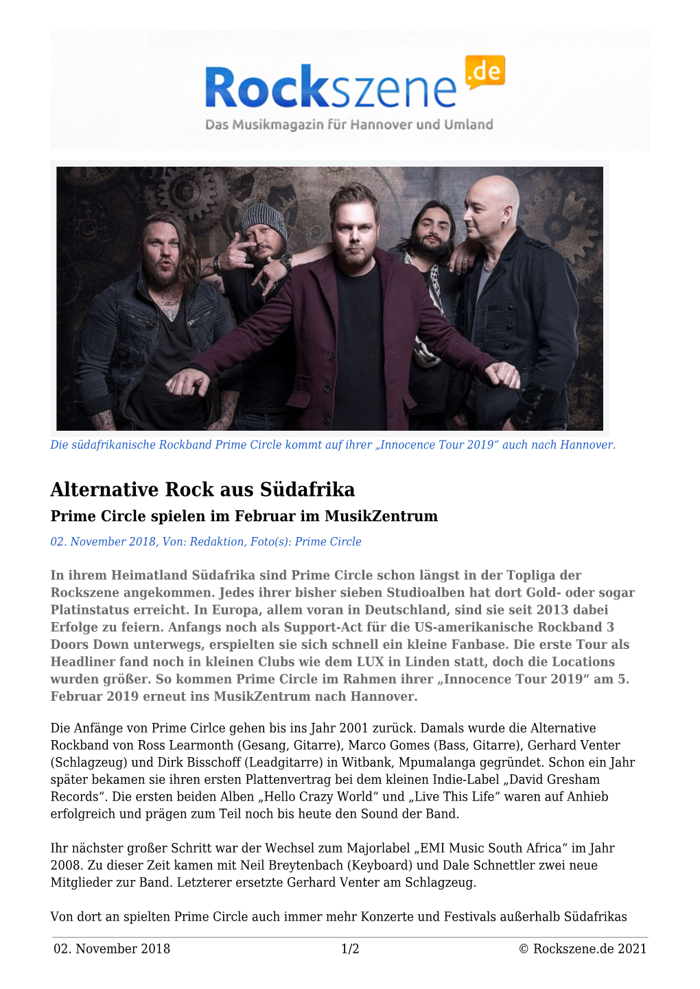 Prime Circle Spielen Im Februar Im Musikzentrum