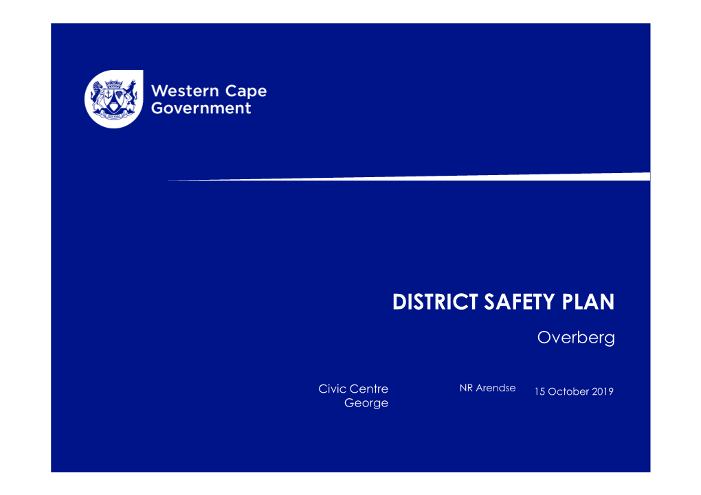 DISTRICT SAFETY PLAN Overberg