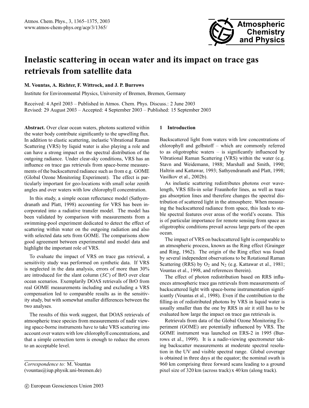 Inelastic Scattering in Ocean Water and Its Impact on Trace Gas Retrievals from Satellite Data