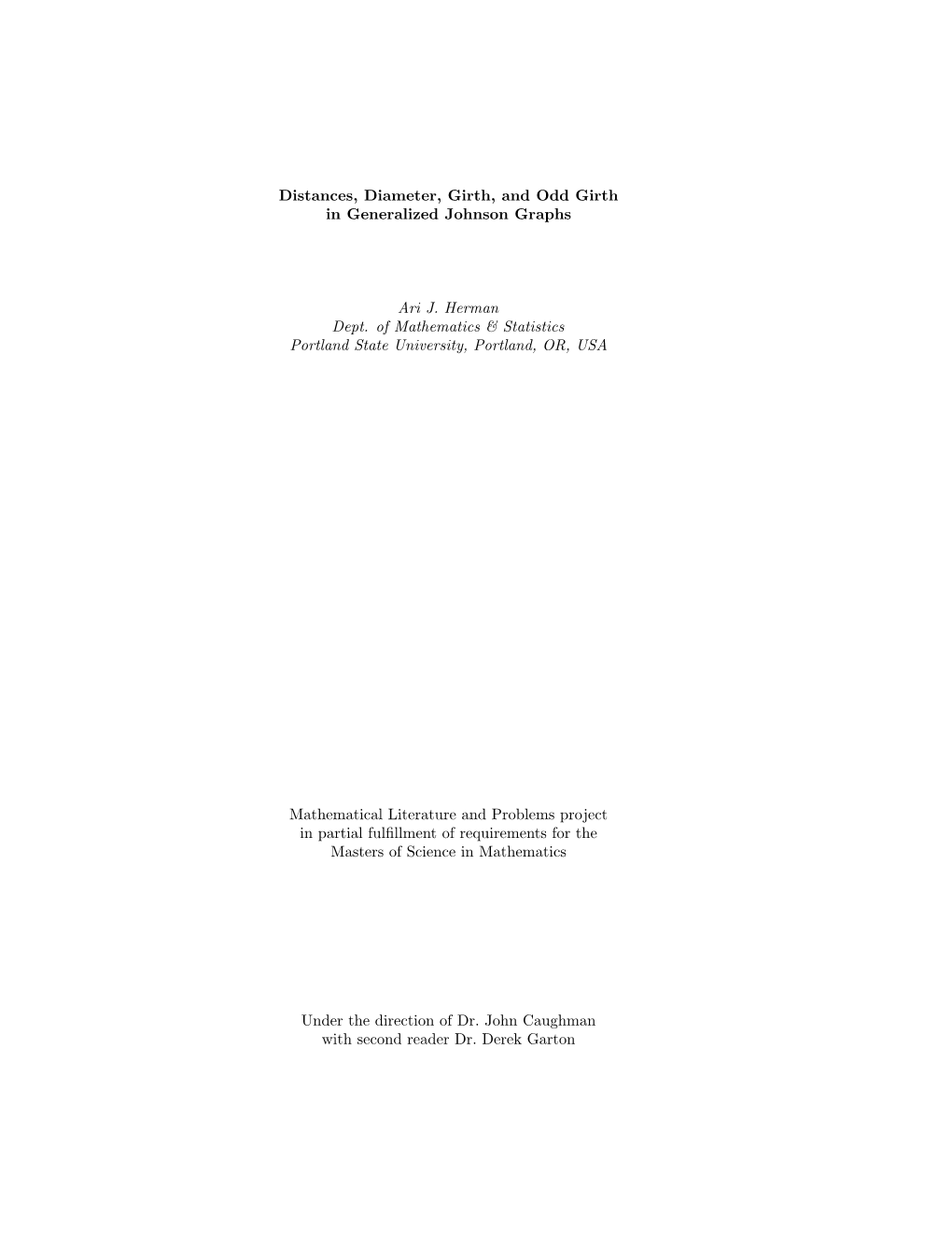 Distances, Diameter, Girth, and Odd Girth in Generalized Johnson Graphs