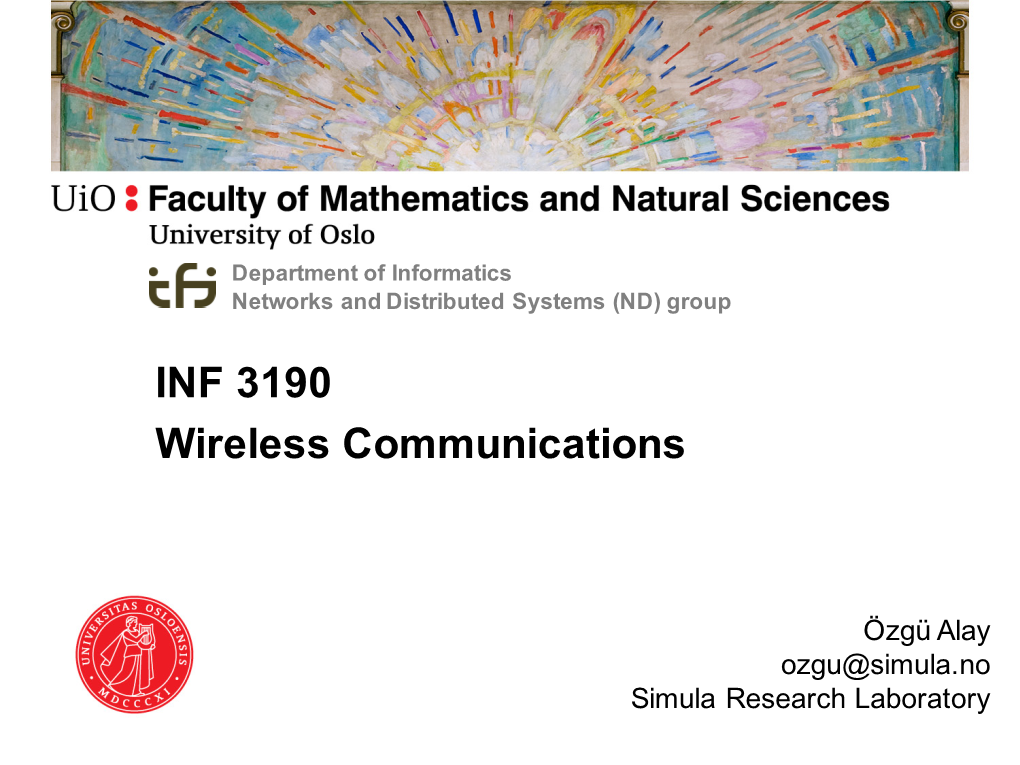 INF 3190 Wireless Communications