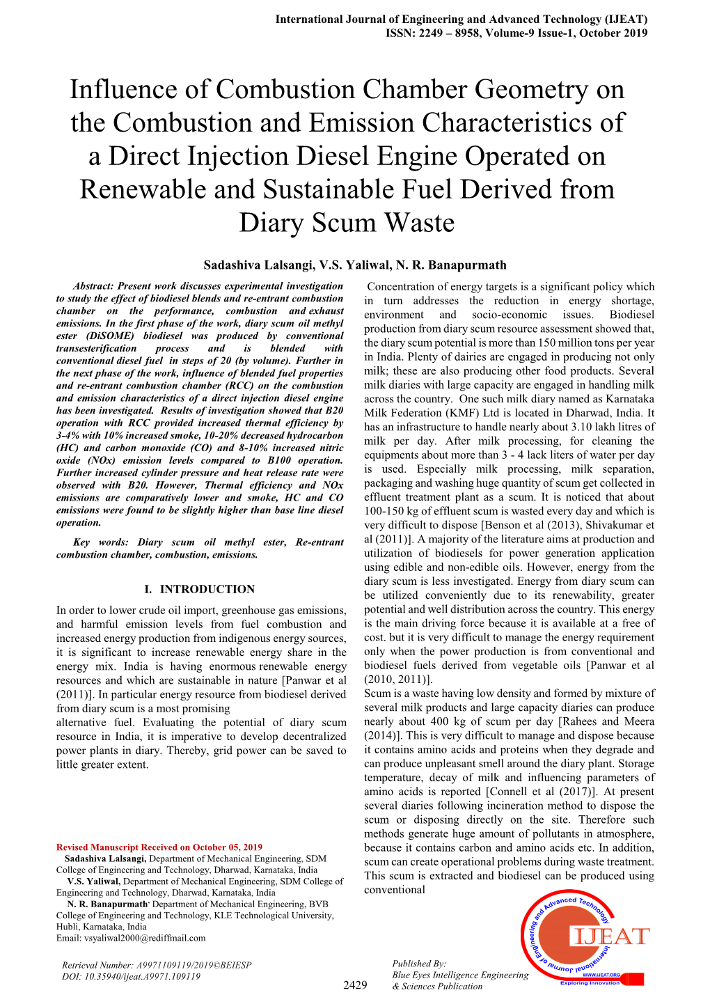 Influence of Combustion Chamber Geometry on the Combustion And