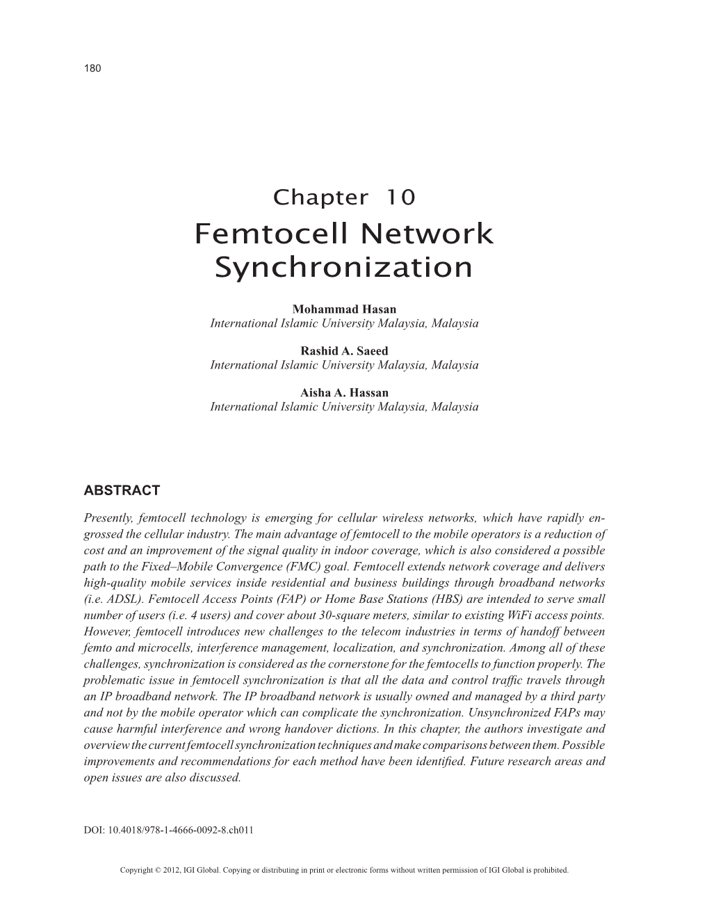 Femtocell Network Synchronization