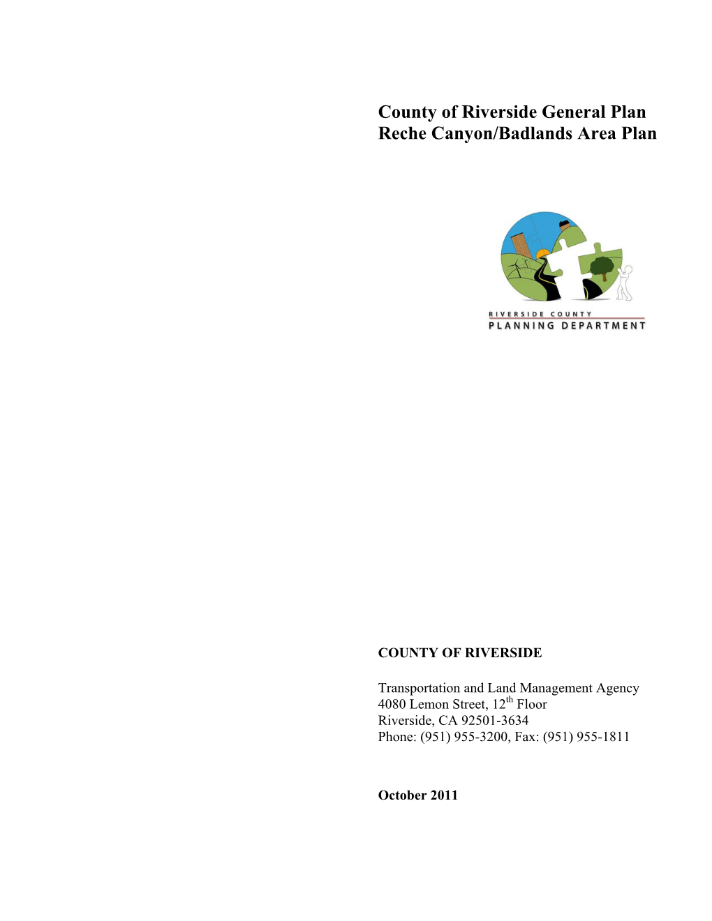 County of Riverside General Plan Reche Canyon/Badlands Area Plan