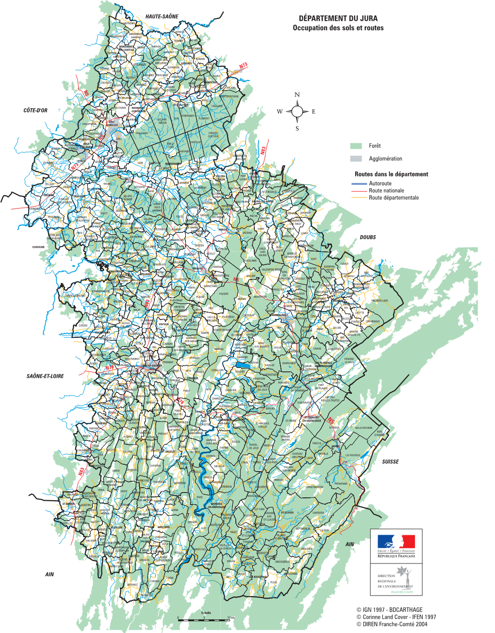 DÉPARTEMENT DU JURA Occupation Des Sols Et Routes