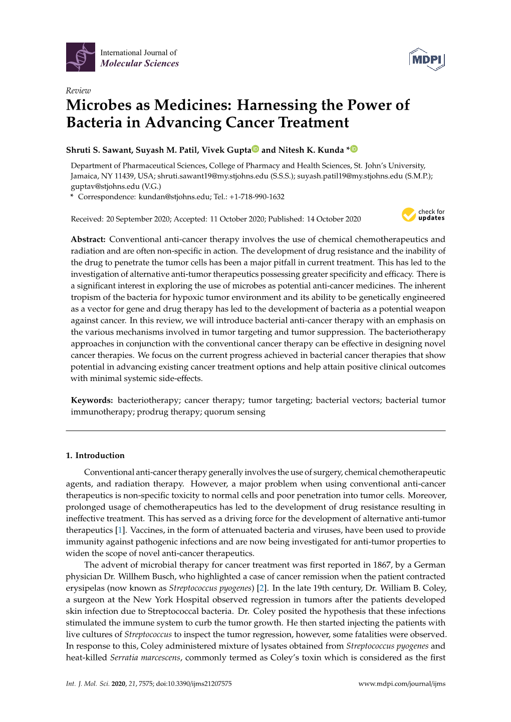 Harnessing the Power of Bacteria in Advancing Cancer Treatment