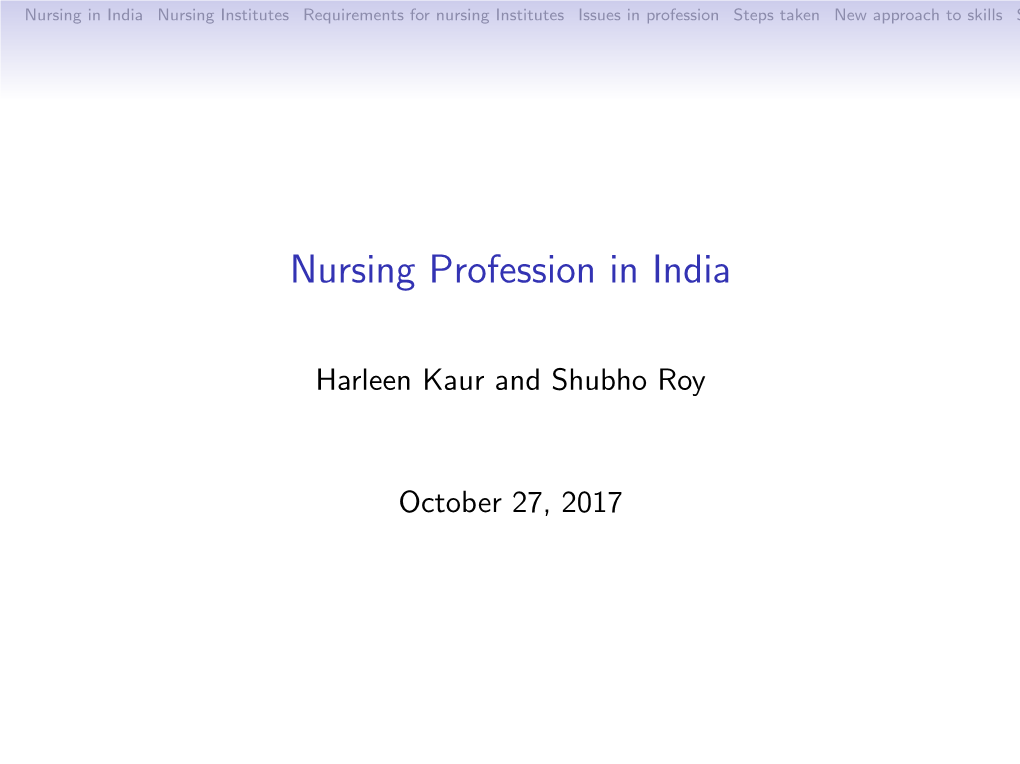 Nursing Profession in India