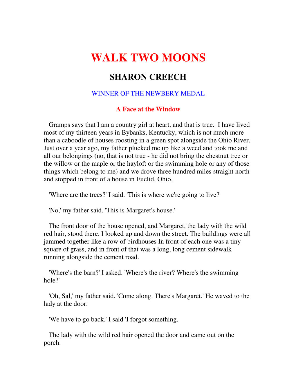 Walk Two Moons