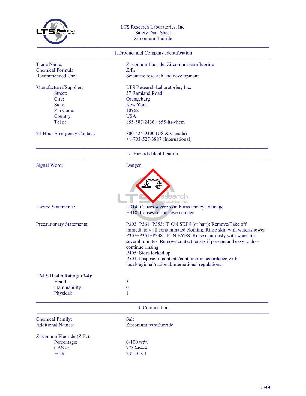 Material Safety Data Sheet