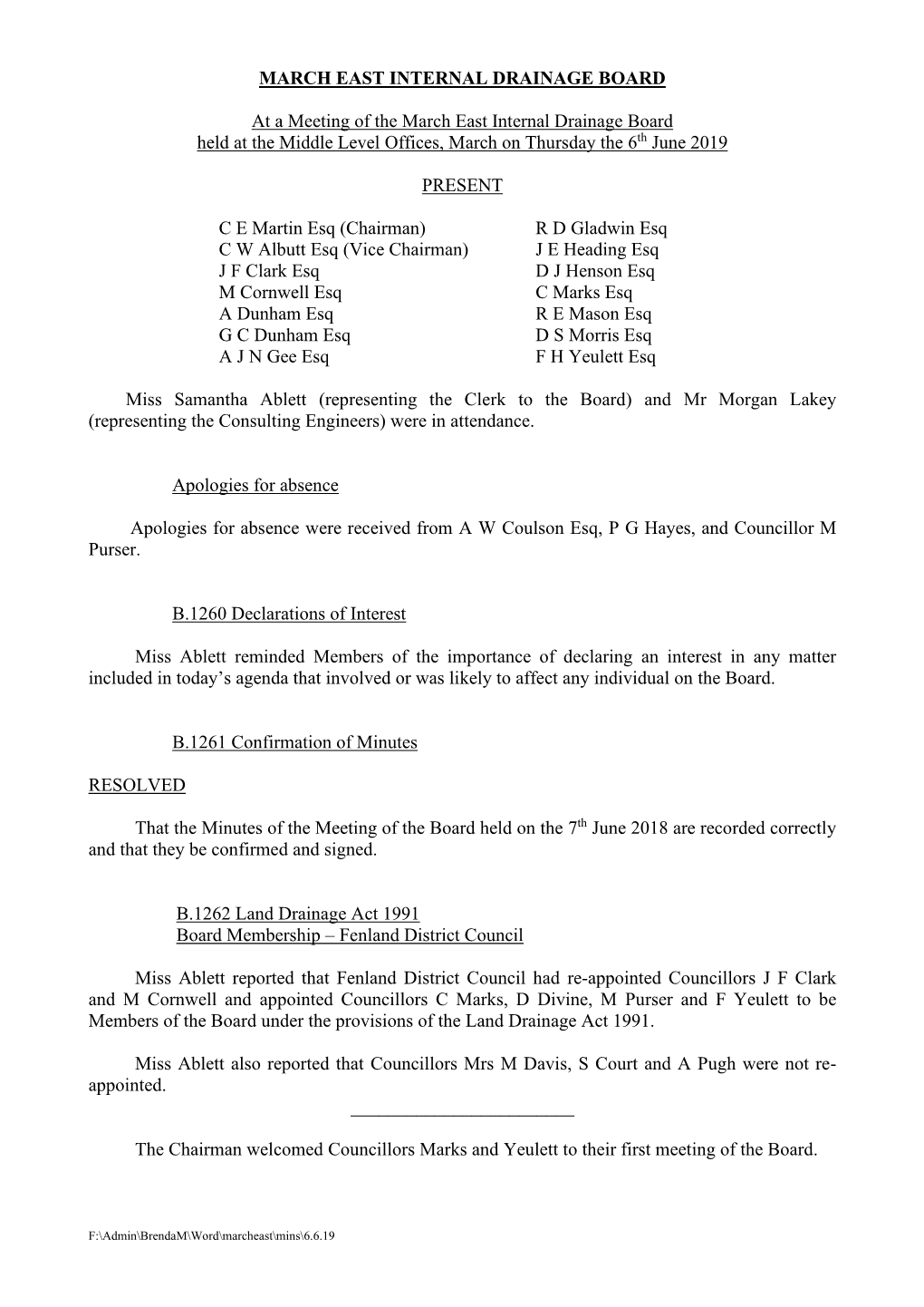 March East Internal Drainage Board